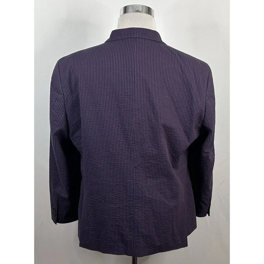 Tommy Hilfiger 42S Seersucker Sport Coat Red Blue Striped Two Button Double Vent - Picture 6 of 8